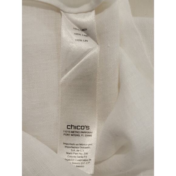 Chico's Linen Tunic White Sz 3 (XL) Women's Pullover Top Short Sleeve - Picture 6 of 12